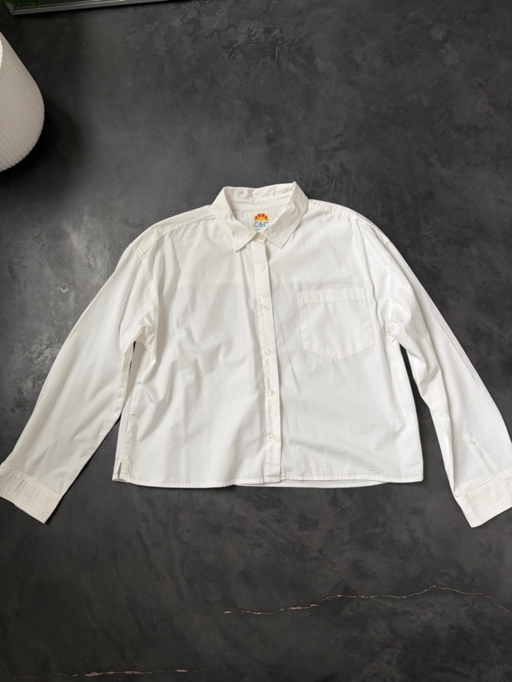 C&C California Cropped White Blouse